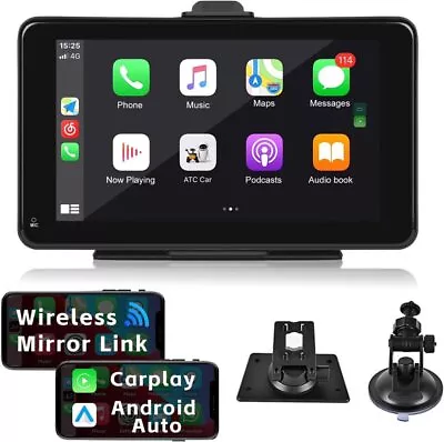 7 Inch Touch Screen Portable Car Radio Wireless Apple Carplay Android Auto BT FM • £45.99