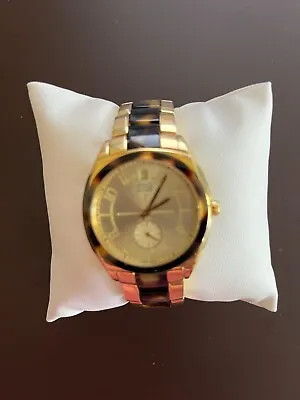 Unique ESQ Movado Mens Gold Watch W/Gold-Tortoise Band • $85