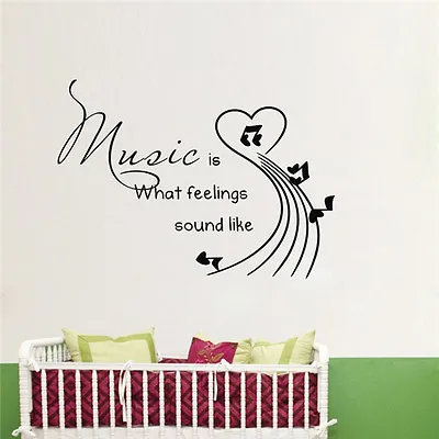 MUSIC IS WHAT FEELINGS SOUND LIKE Wall Art Decal Words Quote Decor Artist • $14.54