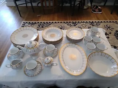 Vntg. 45pc (+2LID) SAVOY HOME FINE CHINA SET - White & Gold • $165