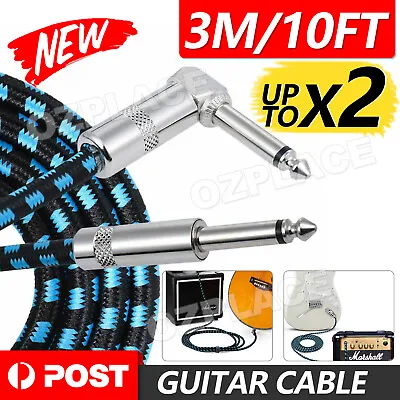 $9.45 • Buy 3M Electric Guitar Amp Cable Lead Instrument Audio 6.35mm 1/4  Male M/M