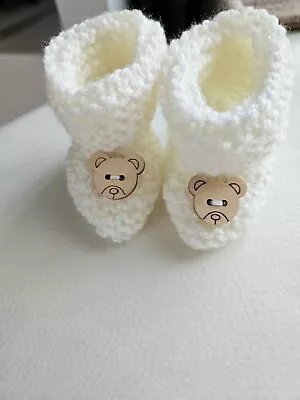 Hand Knitted Newborn Cream Booties New  • £2.50