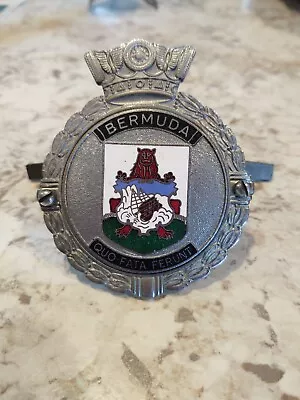 Rare Old Heavy Chrome Car Mascot Badge C1960 Bermuda Crest By J R Gaunt • $100