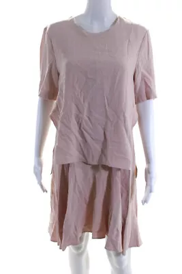 Stella McCartney Womens Short Sleeve Overlay A-Line Dress Blush Pink Size M • $128.11