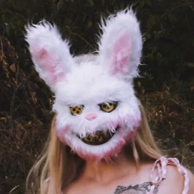 Rabbit Bloody Mask Creepy Scary For Halloween Party Costumes White Bunny Cosplay • £7.89