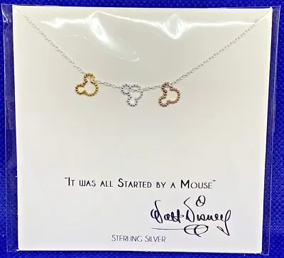 Disney Parks Collection STERLING Necklace Mickey Mouse Heads Ears  - NEW • $19.99