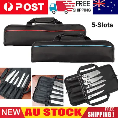 5-Slots Chef Knife Bag Portable Kitchen Slicing Cutter Storage Pouch Carry Case • $21.80