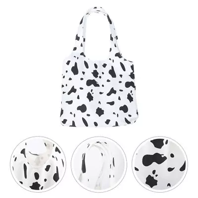  Cow Print Canvas Bag Girl Gifts Tote Bags For Women High Capacity • £10.68