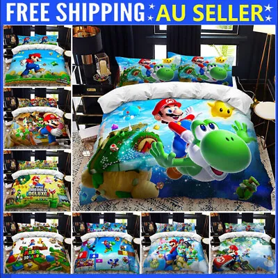 Super Mario Bros. 3D Doona Quilt Duvet Cover Bedding Set  Single Double Queen AU • $69.99