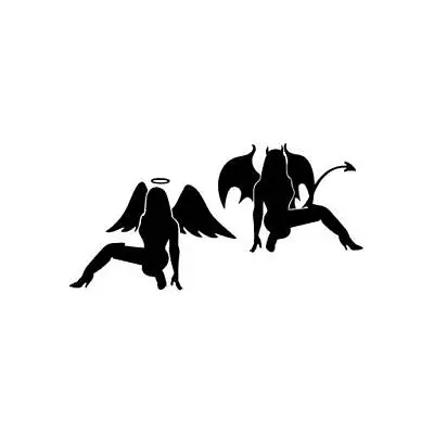 Girls Angel Versus Devil - Vinyl Decal Sticker For Wall Car IPhone IPad • £6.61