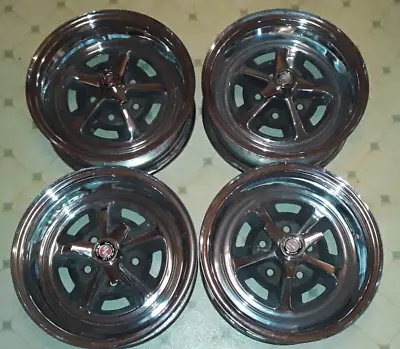 Vintage Magnum 500 Chrome Mag Wheels W Tri-Bar Spinners  15 X6   GM Bolt Pattern • $899.99