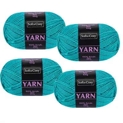 4x Knitting Yarn 8 Ply 4x100g 100% Acrylic Soft Porta Good Quality Teal Colours • $14.99