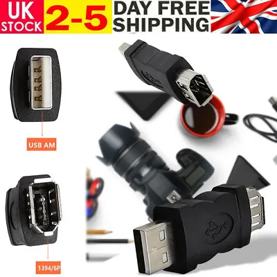 Firewire 1394 6 Pin Female To USB Male Adaptor For Camera Computer Printer New • £6.06