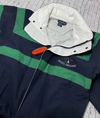 Vintage Nautica Challenge J-Class Spell Out Striped Sailing Jacket 90s XL • $49.99