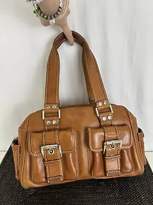 Y2K Michael Kors Hutton Duffle Bag Leather Tan Camel Satchel Shoulder Bag • $49.90