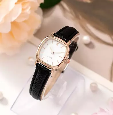 Women Square Roman Numeral Luxury Vintage Fashion Quartz Watch Fancy Black Gift • $19.98