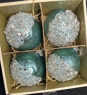 Martha Stewart Design Christmas Ornaments Price For 1 Teal Aqua Jumbo Green • $8.99