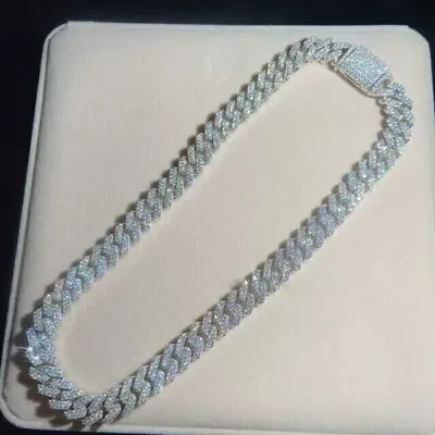 VVS1 10MMX22” Cuban Link Chain Lab Created Diamond 925 Silver • $528.74