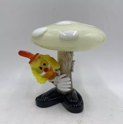 Vintage Murano Art Glass Clown Under Mushroom Sculpture 6” • $100