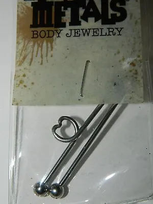NWT MORBID METALS 2-pack 14G Silver HEART Barbell BODY JEWELRY* New • $8.99