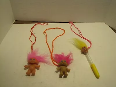 Vtg Lot Of 3 Troll Necklaces Used (1) Pen (2) Figures • $9.99