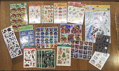 Vintage Sticker Lot Huge Christmas Holiday- Hallmark Eureka Foil Laser • $18.39