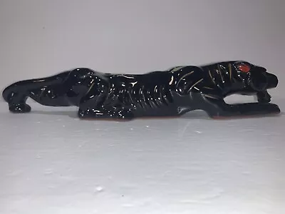 MCM Vintage Black Panther Ceramic Figurine/Planter Yellow Eyes 1950’s • $64.99