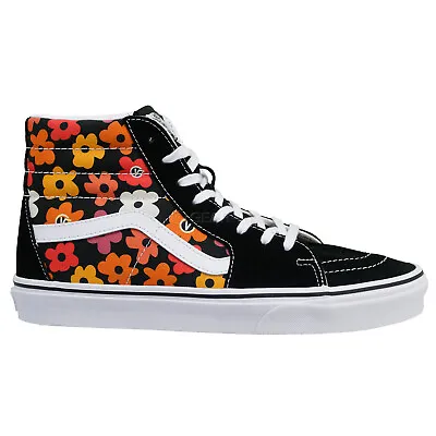 VANS Sk8-Hi Flower Mens High Top Shoes Floral Sneakers Black Orange PICK SIZE • $38.90