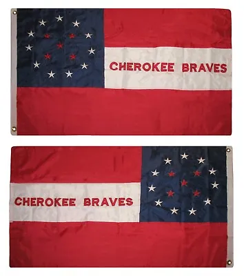 $34.44 • Buy 3x5 Embroidered Cherokee Baves Indian 300D Nylon Flag 3'x5' 2 Clips