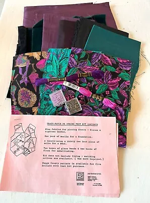 Jan Banan Vintage CRAZY PATCH VEST Kit W/ Moire & Cotton Fabrics Thread Beads • $16.99