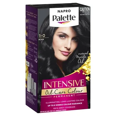 Napro Palette Permanent Hair Colour 1-0 Black Intensive Oil Care Up To 8 Weeks • £5.71