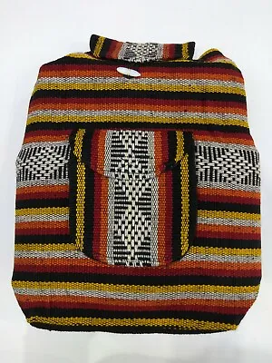 Authentic RASTA Bag Beach Hippie Baja Ethnic Unisex Backpack Made In Mexico 17 • $16.16