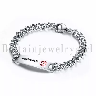 MEN Women LASER ENGRAVED Emergency Medical Alert Stainless Steel Bracelet 8.7  • $10.99