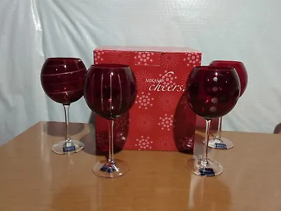 Mikasa Cheers Ruby 24oz Balloon Goblets - Set Of 4 In Original Box With Labels  • $39.50