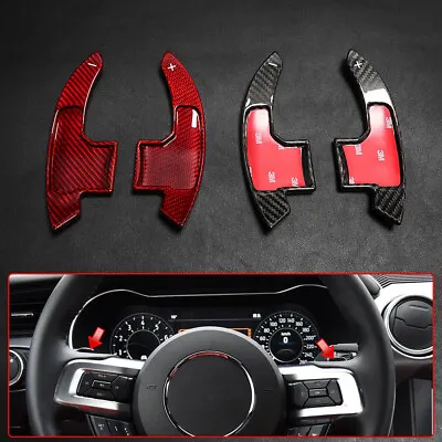 Real Carbon Steering Wheel Blade Paddle Shifters Extended For Ford Mustang 15-22 • $52.15