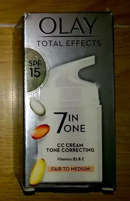 Olay Total Effects 7 In 1 CC Cream SPF 15 Fair To Medium 50 Ml Face Cream **New* • £11.95