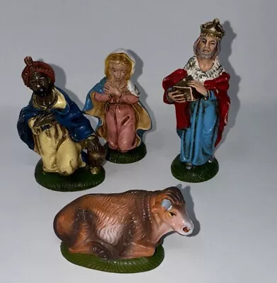 Wise Men Mary Cow  Figures - Vintage Nativity - Italy - Plastic - Magi • $14.99