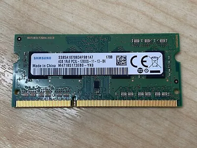 Samsung 4GB DDR3 Laptop Memory PC3L-12800S 1600Mhz RAM SODIMM M471B5173EB0-YK0 • £5.85