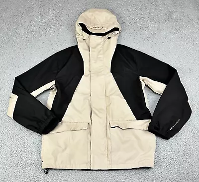 H&M Jacket Mens Black Beige Medium Full Zip Hooded Windbreaker Water Repellant • $12.99