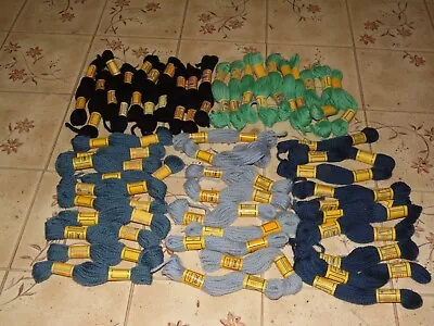 Lot Of 49 DMC Laine Divisible Floralia 100%Wool Tapestry Yarn Blue Black • $24