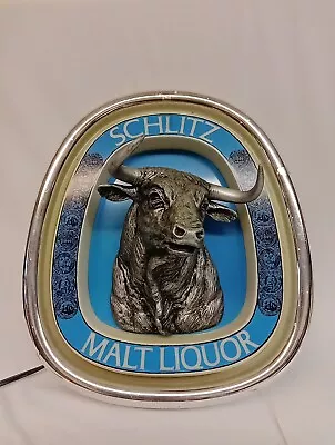 Vintage 1975 Schlitz Malt Liquor 3D Bull Light Advertising Beer Sign Red Eyes • $50