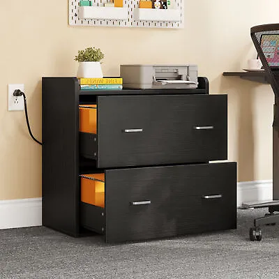 31.5 W 2-Drawer Lateral File Cabinet With Open Shelf & Charging Station Office • $115.78