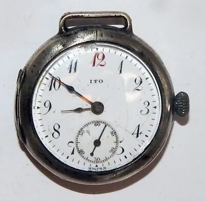 Antique Sterling Silver 935 Ito Ribbon Pocket Watch 21g TLC Engraved Open Face • $35