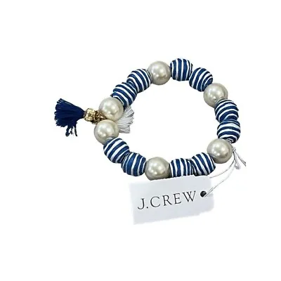 J. Crew Striped Bead-and-pearl Bracelet NEW • $24.65