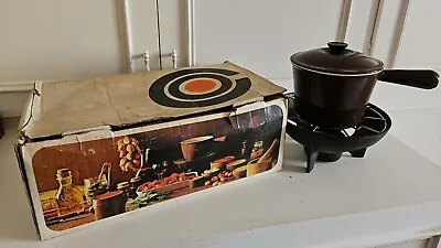 Vintage Le Creuset Fondue Set Cast Iron Brown With Original Box • £89.99