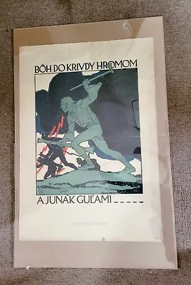 Vintage 1918 Original Czechoslovakian Propaganda WWI Poster By Vojtech Preissig  • $350