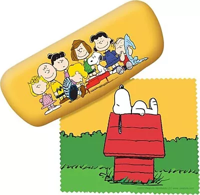 Peanuts Gang Illustrated Eyeglasses Case With Snoopy Cleaning Cloth NEW UNUSED • $13.99