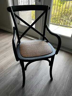 Restoration Hardware Black Oak French Bistro Beautiful Dining Armchair • $50