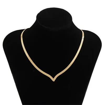 £1.67 • Buy Clavicle Necklace Women Punk V-Shaped Simple Jewelry Ins Copper Flat Snake Chain