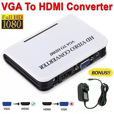 1080P VGA To HDMI Converter Box Video Audio Converter Adapter Box For PC Laptop • $26.99